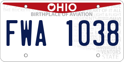 OH license plate FWA1038