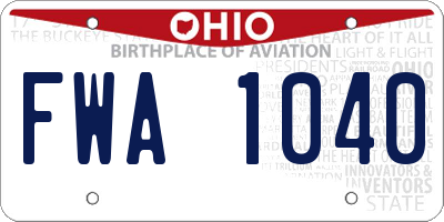 OH license plate FWA1040