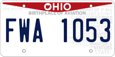 OH license plate FWA1053