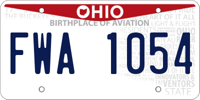 OH license plate FWA1054