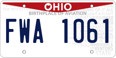 OH license plate FWA1061