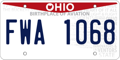 OH license plate FWA1068