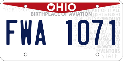 OH license plate FWA1071