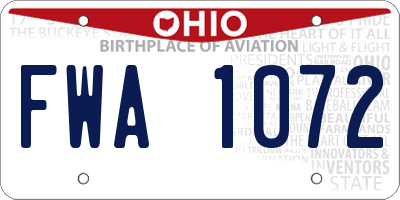 OH license plate FWA1072