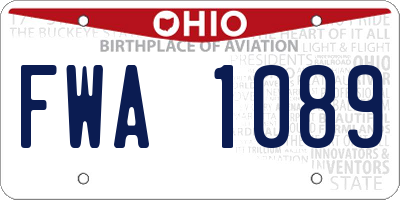 OH license plate FWA1089