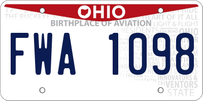 OH license plate FWA1098