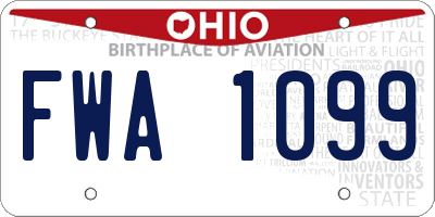 OH license plate FWA1099