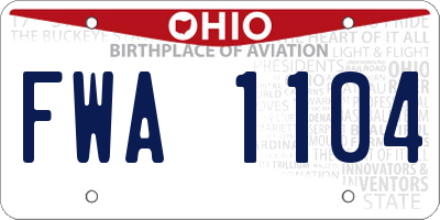 OH license plate FWA1104