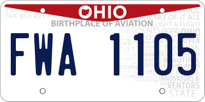 OH license plate FWA1105