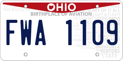 OH license plate FWA1109