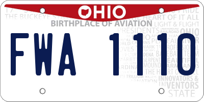 OH license plate FWA1110