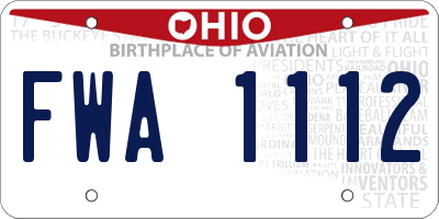 OH license plate FWA1112