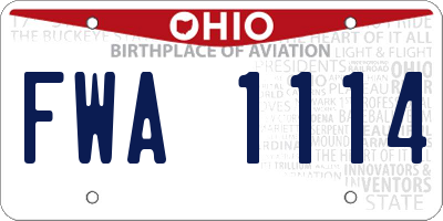 OH license plate FWA1114