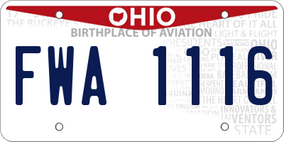 OH license plate FWA1116