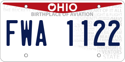 OH license plate FWA1122