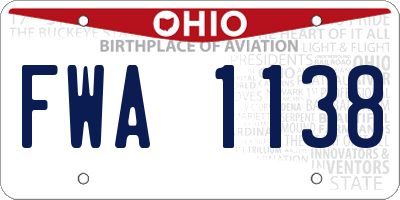 OH license plate FWA1138