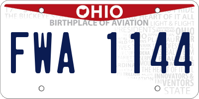 OH license plate FWA1144