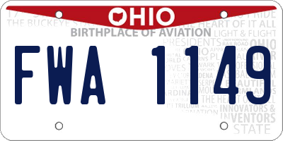 OH license plate FWA1149