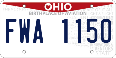 OH license plate FWA1150