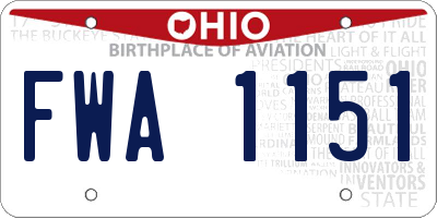 OH license plate FWA1151