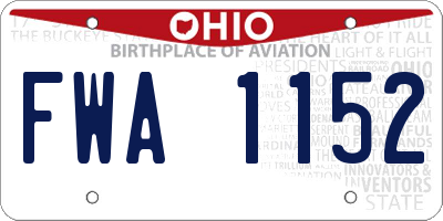 OH license plate FWA1152