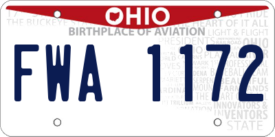 OH license plate FWA1172