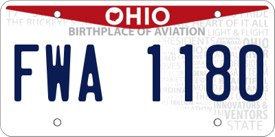 OH license plate FWA1180