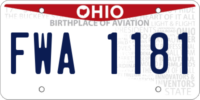OH license plate FWA1181