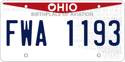 OH license plate FWA1193