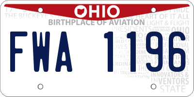 OH license plate FWA1196