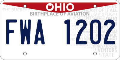 OH license plate FWA1202