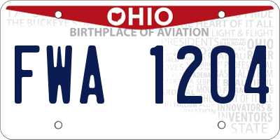 OH license plate FWA1204