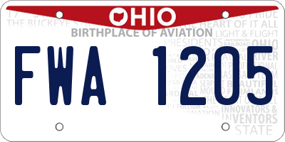 OH license plate FWA1205