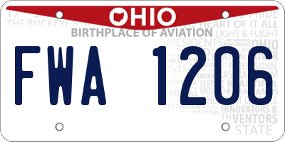 OH license plate FWA1206