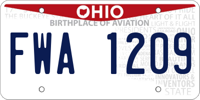 OH license plate FWA1209