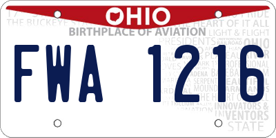 OH license plate FWA1216