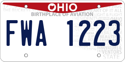 OH license plate FWA1223