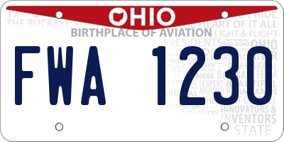 OH license plate FWA1230