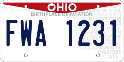 OH license plate FWA1231