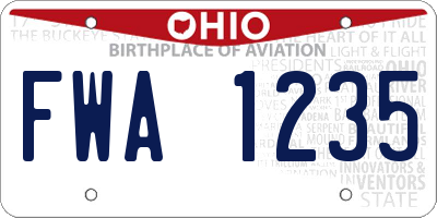 OH license plate FWA1235