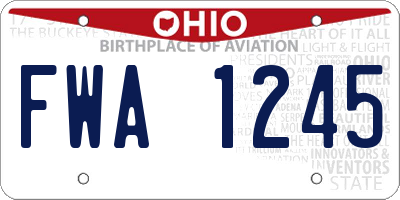 OH license plate FWA1245