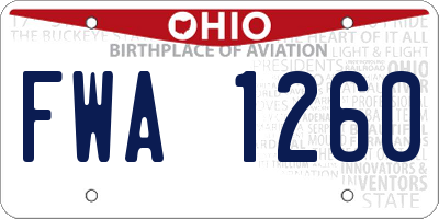 OH license plate FWA1260