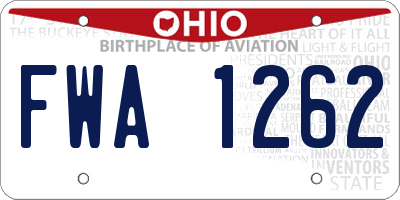 OH license plate FWA1262