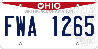 OH license plate FWA1265