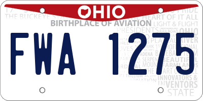 OH license plate FWA1275