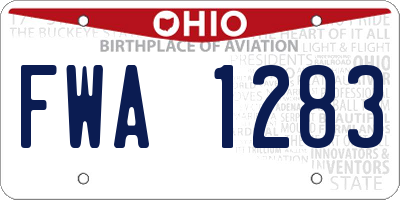 OH license plate FWA1283