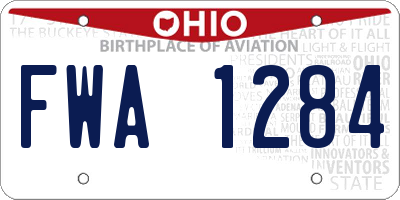 OH license plate FWA1284