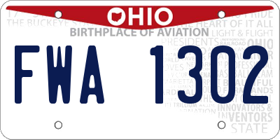 OH license plate FWA1302