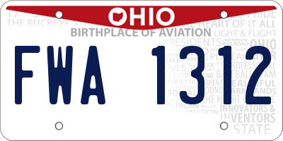 OH license plate FWA1312