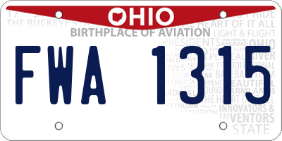 OH license plate FWA1315